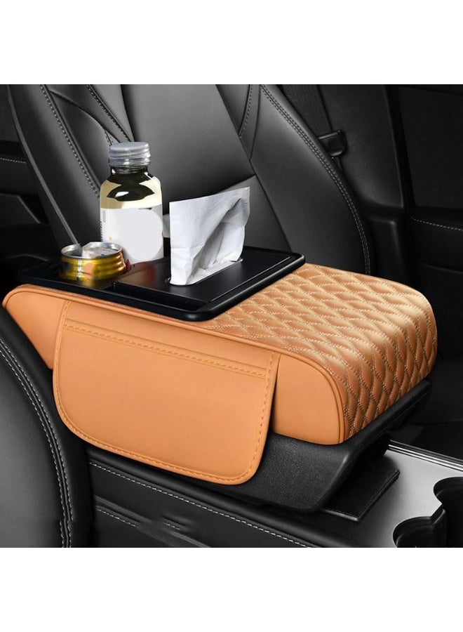 YelaJoy Multipurpose Car Center Console heighten Cover, Leather Car Armrest Booster Pads, Leather Car Armrest Cover Protector, Armrest Box, Suitable for Most Vehicles, SUVs, Trucks, Cars (Beige) - Image 1
